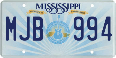 MS license plate MJB994