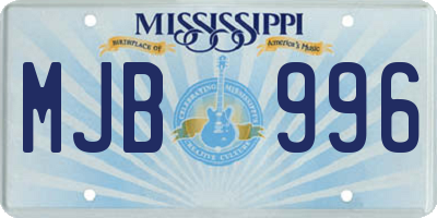 MS license plate MJB996