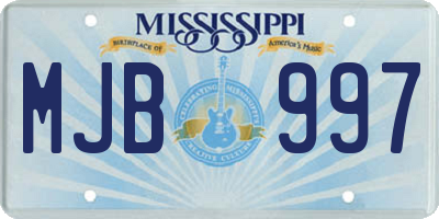 MS license plate MJB997