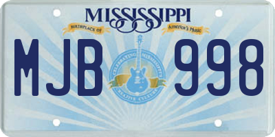 MS license plate MJB998