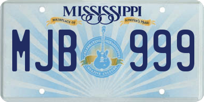 MS license plate MJB999