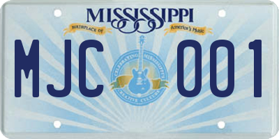 MS license plate MJC001
