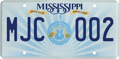 MS license plate MJC002