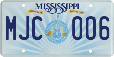 MS license plate MJC006