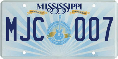 MS license plate MJC007