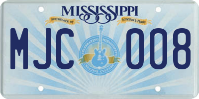 MS license plate MJC008