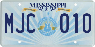 MS license plate MJC010