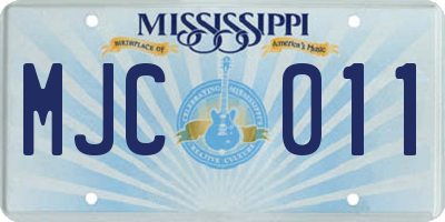 MS license plate MJC011