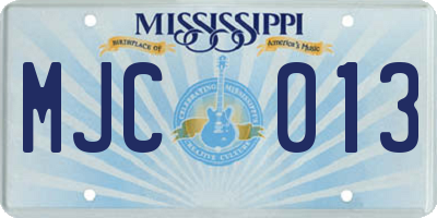 MS license plate MJC013