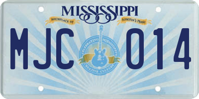 MS license plate MJC014