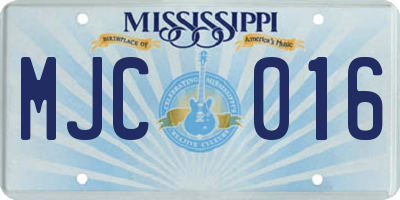 MS license plate MJC016