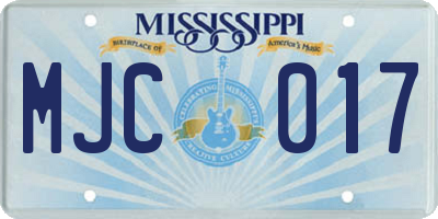 MS license plate MJC017
