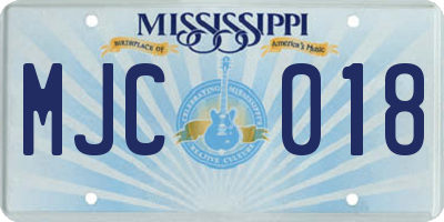 MS license plate MJC018
