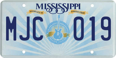 MS license plate MJC019