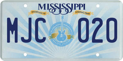 MS license plate MJC020