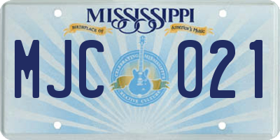 MS license plate MJC021