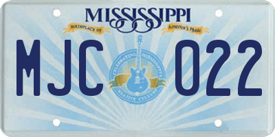 MS license plate MJC022