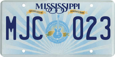 MS license plate MJC023