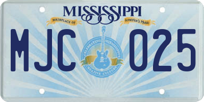 MS license plate MJC025