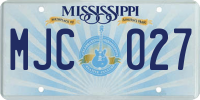 MS license plate MJC027