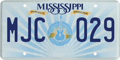 MS license plate MJC029