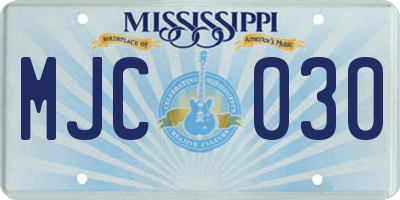 MS license plate MJC030