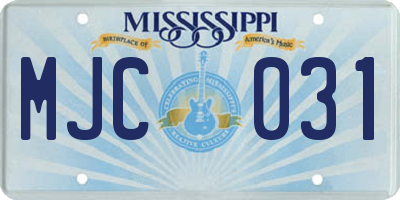 MS license plate MJC031
