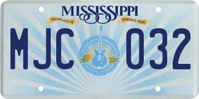 MS license plate MJC032