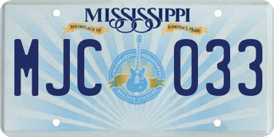 MS license plate MJC033