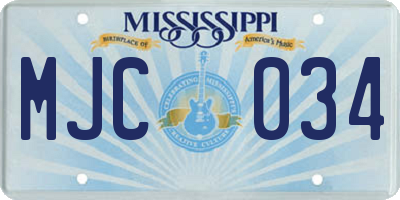 MS license plate MJC034