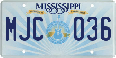 MS license plate MJC036