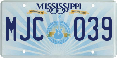 MS license plate MJC039