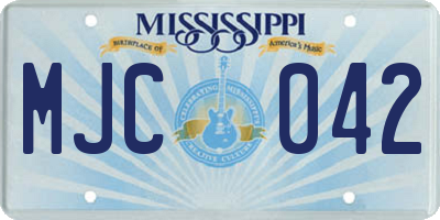 MS license plate MJC042