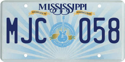 MS license plate MJC058