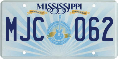 MS license plate MJC062