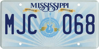 MS license plate MJC068