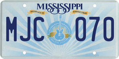 MS license plate MJC070