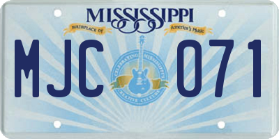 MS license plate MJC071
