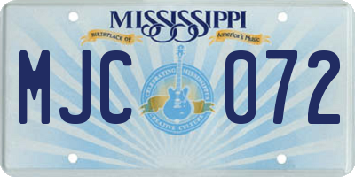 MS license plate MJC072