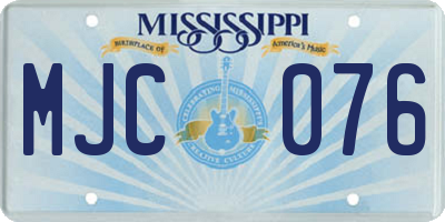 MS license plate MJC076