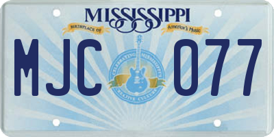 MS license plate MJC077