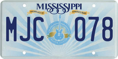 MS license plate MJC078