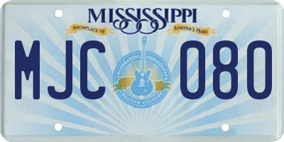 MS license plate MJC080