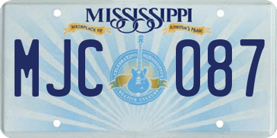 MS license plate MJC087