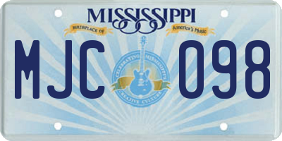 MS license plate MJC098