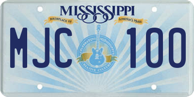 MS license plate MJC100