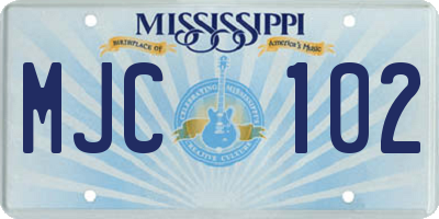 MS license plate MJC102