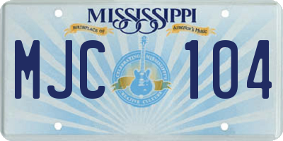 MS license plate MJC104