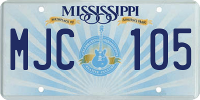 MS license plate MJC105