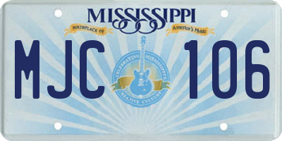 MS license plate MJC106